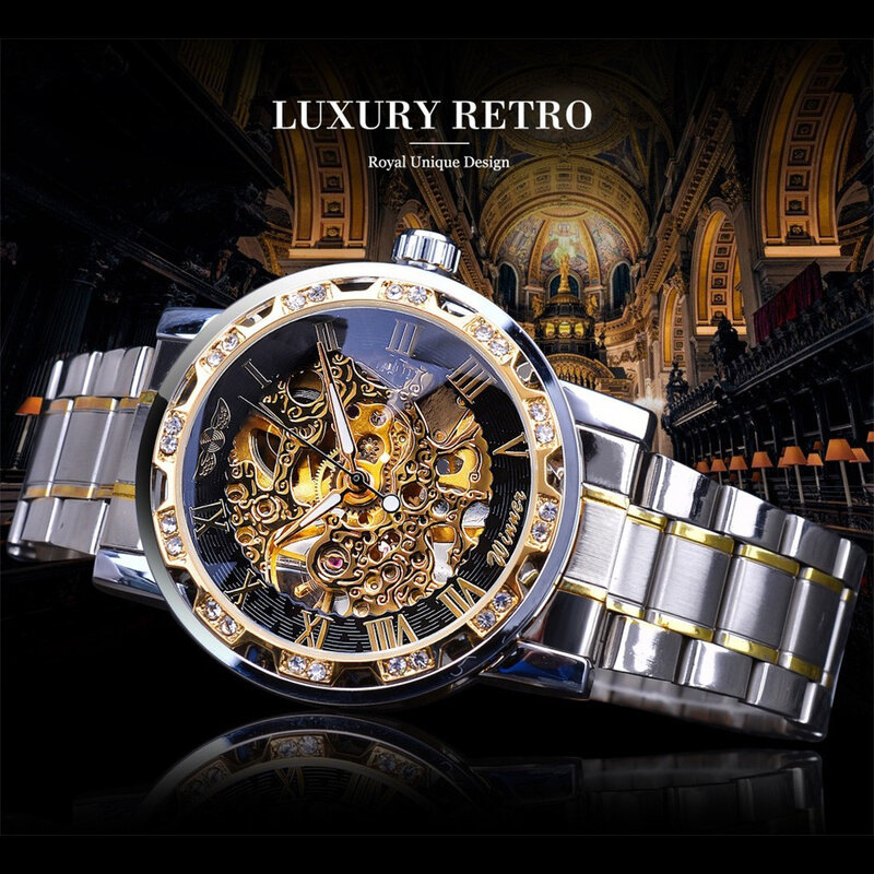 T-WINNER Man Mechanical Watch Fashion Hollow Luxury Design Business Watches Mens 2019 Men Wristwatch Clock erkek kol saati