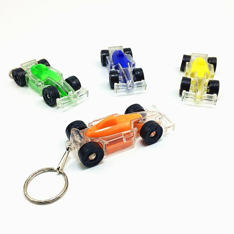 Kid Mini giocattoli da corsa lampeggianti Baby Cartoon Light Up Car portachiavi regalo modello di veicolo luminoso torcia giocattolo per bambini bomboniera