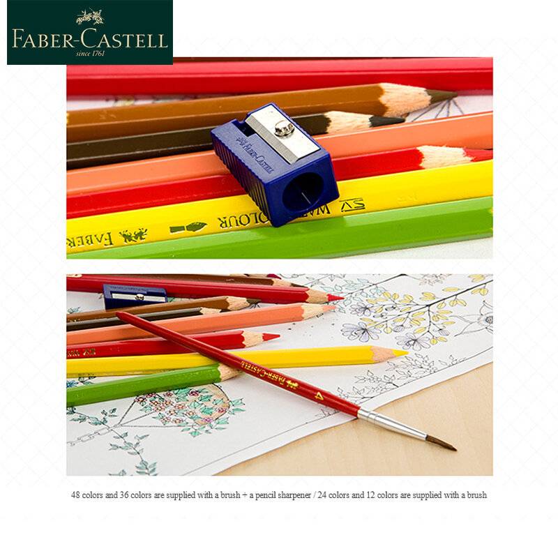 Faber Castell-Juego de lápices de colores solubles en agua, lápices de colores para pintura a base de agua, suministros de dibujo artístico, 12/24/36/48/60/72 unidades