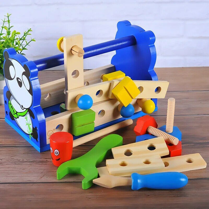 Barra de ferramentas destacável em madeira para montagem de porca, ferramentas de mesa e brinquedo para crianças