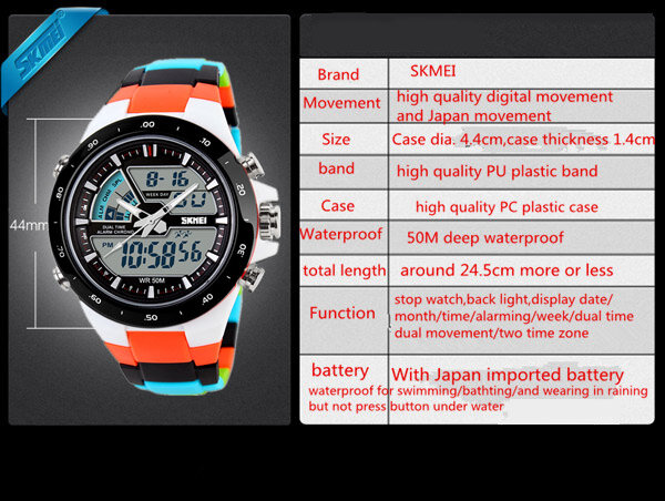 SKMEI Fashion Men Sports Watch 5Bar Waterproof Designed Running Outdoor Wristwatch Double Time Clock Alarm Clock Relogio Masculi