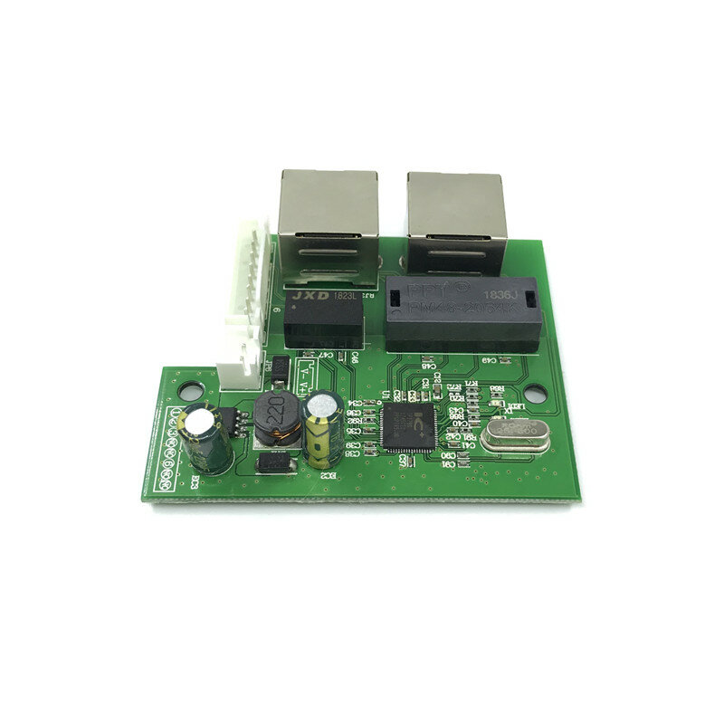Placa de interruptor de concentrador de red ethernet, placa de dos capas pcb, rj45, 1x8 pines, 10/100mbps, 2 puertos, OEM, directo de fábrica