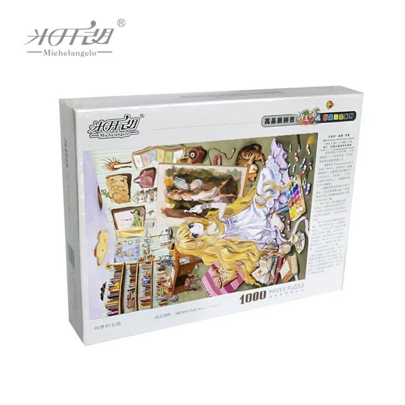 Michelangelo Wooden Jigsaw Puzzles 500 1000 1500 2000 Pieces Dream-drawing Girl Cartoon Painting Educational Toy Gift Home Decor