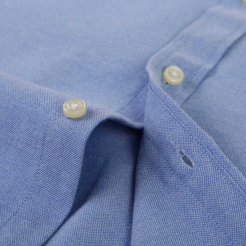 Mannen Met Lange Mouwen Oxford Plaid Gestreepte Casual Shirt Front Patch Borstzak Regular-Fit Button-Down Kraag dikke Werk Shirts