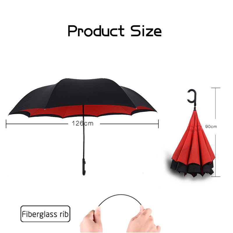 Bachon обратный ветрозащитный зонт большой зонт авто закрытый двухслойный перевернутый Зонт женский мужской автомобиль мужской женский зонт...