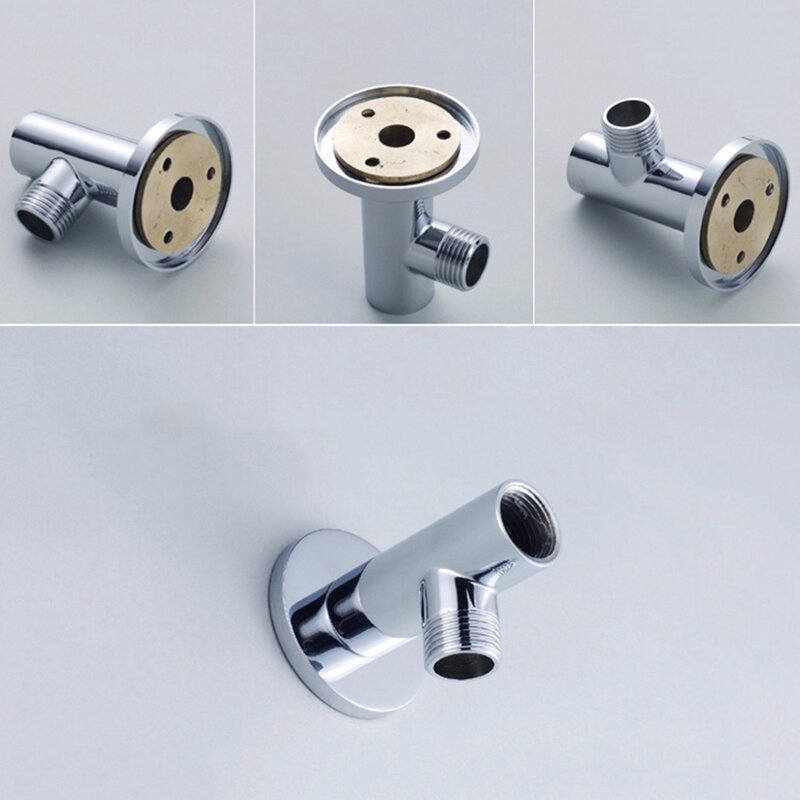 Chrome Shower Arm Flange Holder Brass Hose Connector Wall Suction Cup Wall Mount 4XFD