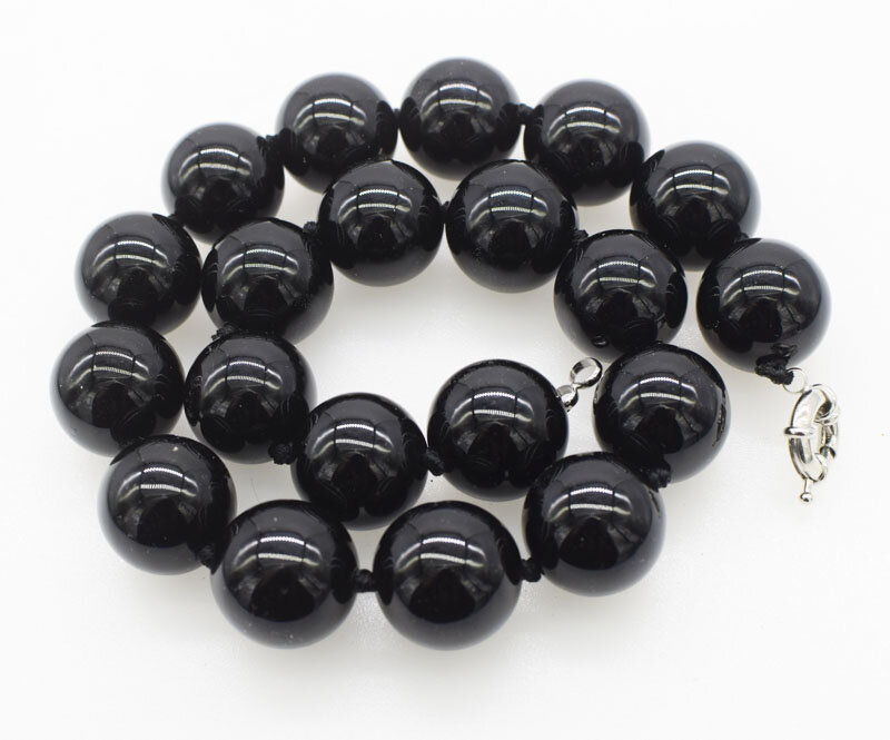 black  agate round 10/12/14/16/18/20mm necklace 18inch  wholesale beads nature FPPJ woman 2017