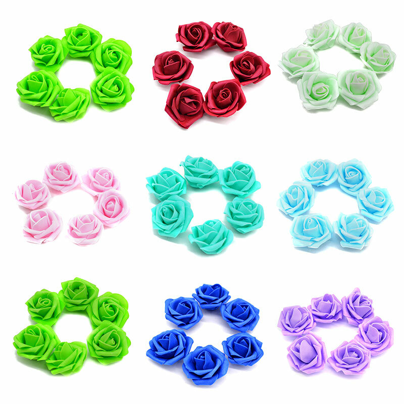 50Pcs 4Cm Palsu PE Busa Rose Bunga Kepala Bunga Buatan untuk Pernikahan Ulang Tahun Pesta Rumah Dekorasi DIY Wreath garland Kerajinan