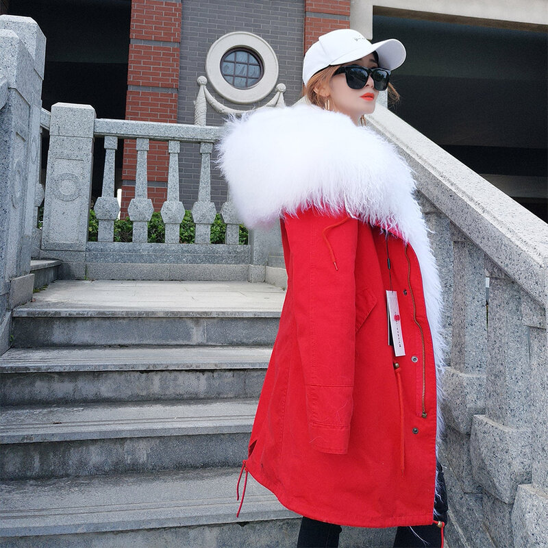 Veste d'hiver pour femme, manteau en fourrure naturelle, doublure de lapin, à la mode, 2020