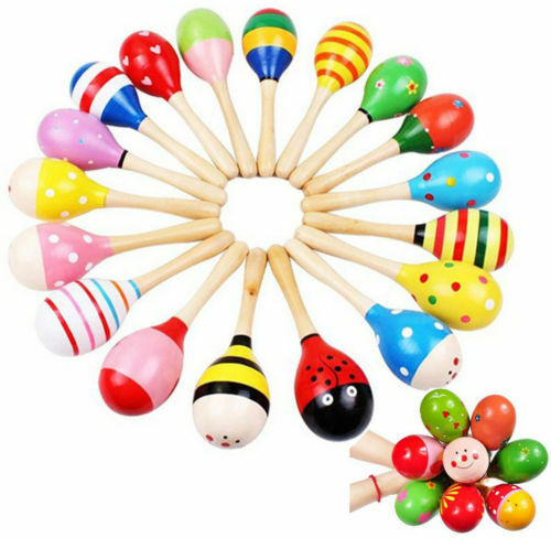 Wooden Maraca Wood Rattles Kids Musical Party favor Child Baby shaker ToySand hammer wood hammer color wooden rattles baby toys