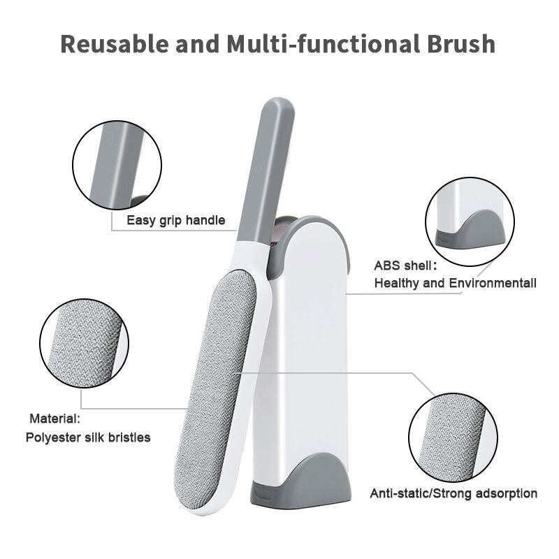 Pet Hair Remover Brush Reusable Double-Side Dog Hair Lint Remover Brush Portable Magic Fur & Dust  Cleaning Furniture Pet Brush