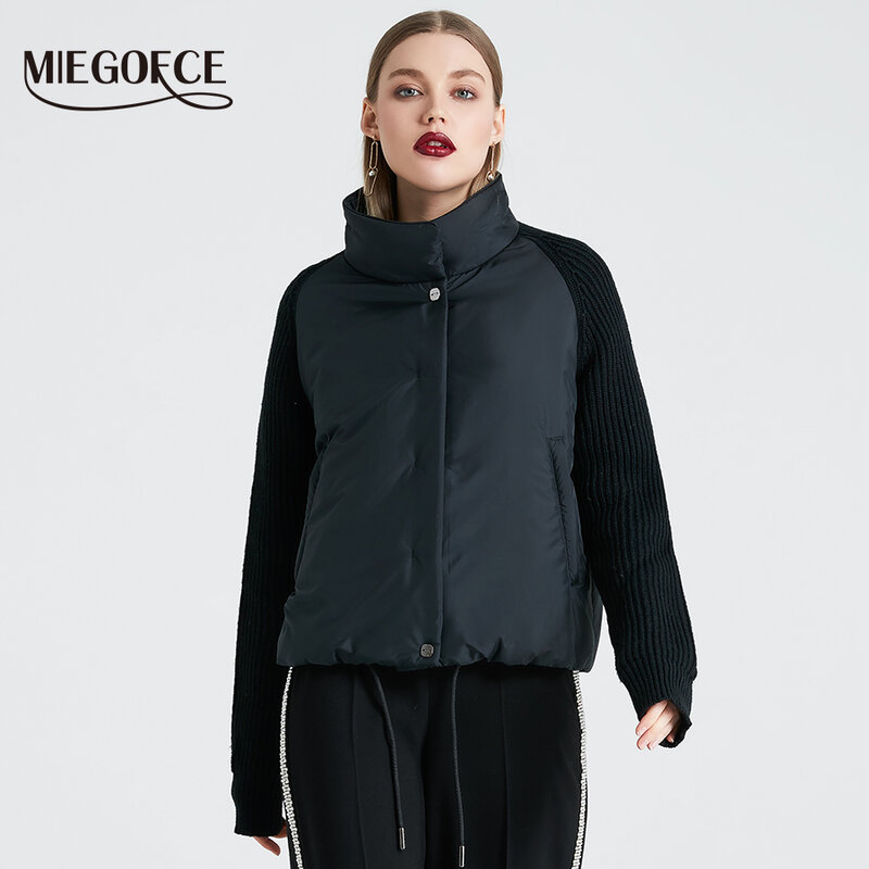 MIEGOFCE 2019 abrigo corto de mujer y chaqueta acolchada de algodón delgada chaqueta de primavera para mujer elegante con cuello nueva colección de primavera