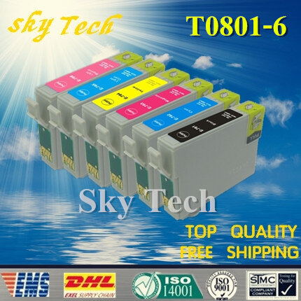 6PK  Compatible Cartridge For T0801 - T0806 , For Epson Stylus photo P50 T59 R265 R270 R285 R290 R360 TX659 etc