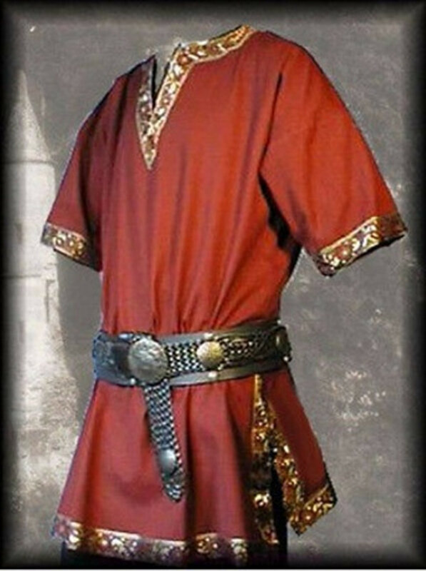 Middeleeuwse Renaissance Kostuums Mannen Edelman Tuniek Viking Aristocrat Chevalier Knight Warrior Halloween Cosplay Kostuums Geen Riem