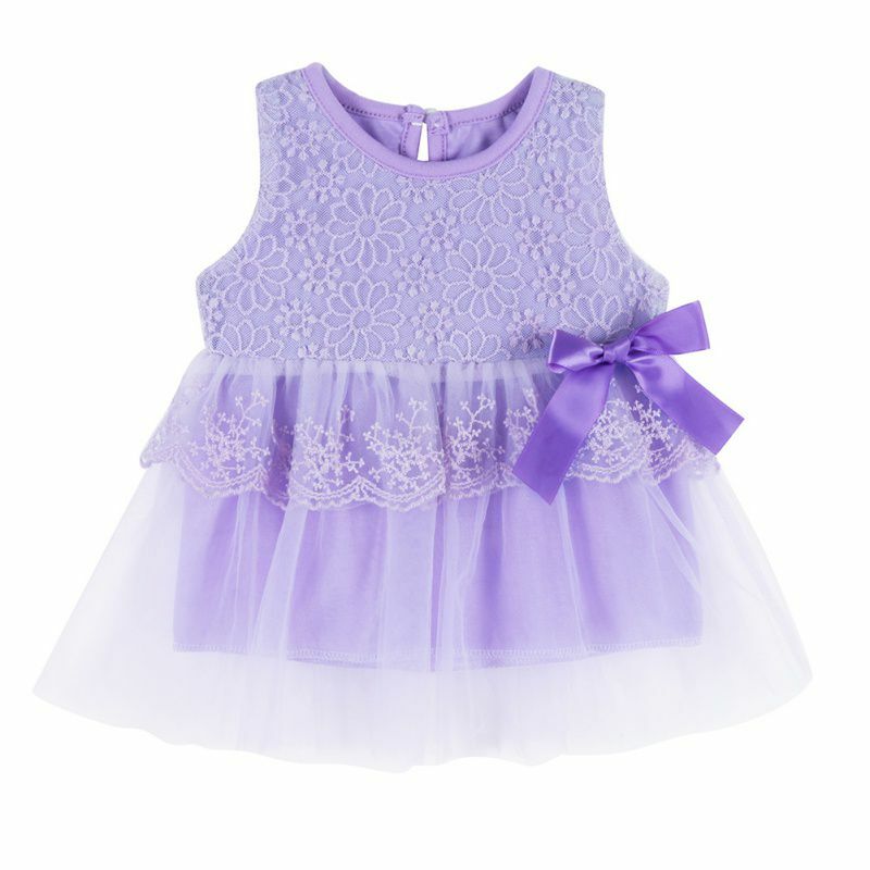 Baby Girls 'Sleeveless Lace Princess Dress, Crianças Crochet Vestidos, Cinto De Arco, Presente De Festa