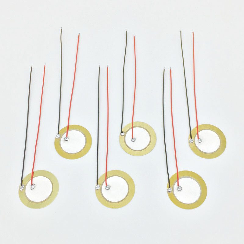 6 pieces 20mm / 27mm Pickup Piezo Disc Elements with 10cm (4") Leads Cigar Box Guitar Pickup Repair Luthier Tool