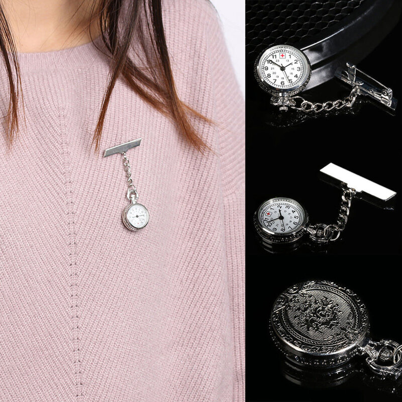 Серебряная металлическая цепочка на клипсе, подвеска для медсестры, карманная брошь, часы-брелок