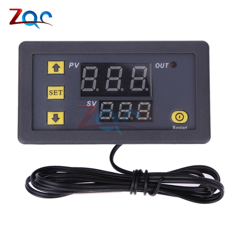W3230 DC 12V Digital Thermostat Temperature Controller Red And Blue Display 20A -55-120 Degree Temperature Measurement Data Save