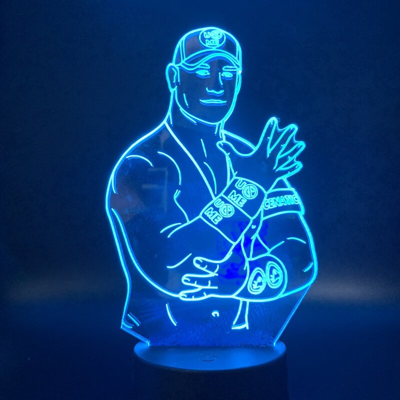 Led Night Light Sport Wrestler Celebrity John Cena Touch Sensor Color Changing Nightlight for Office Room Decor Cool Table Lamp
