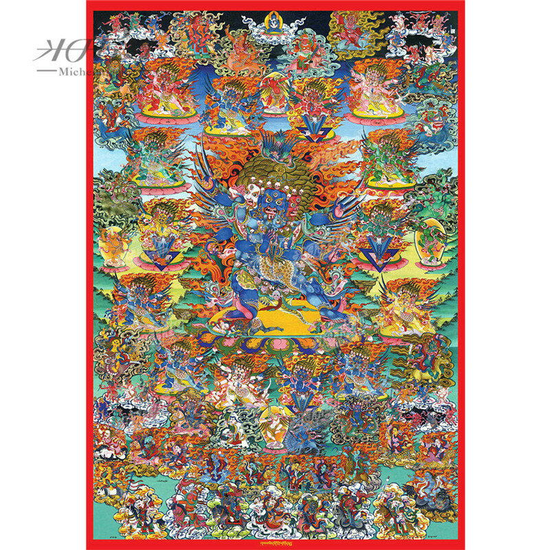 Michelangelo-나무 직소 퍼즐, 티베트 불교 Mahakala Thangka 그림 장난감 장식 DIY 선물 아트 수집품, 홈 데코