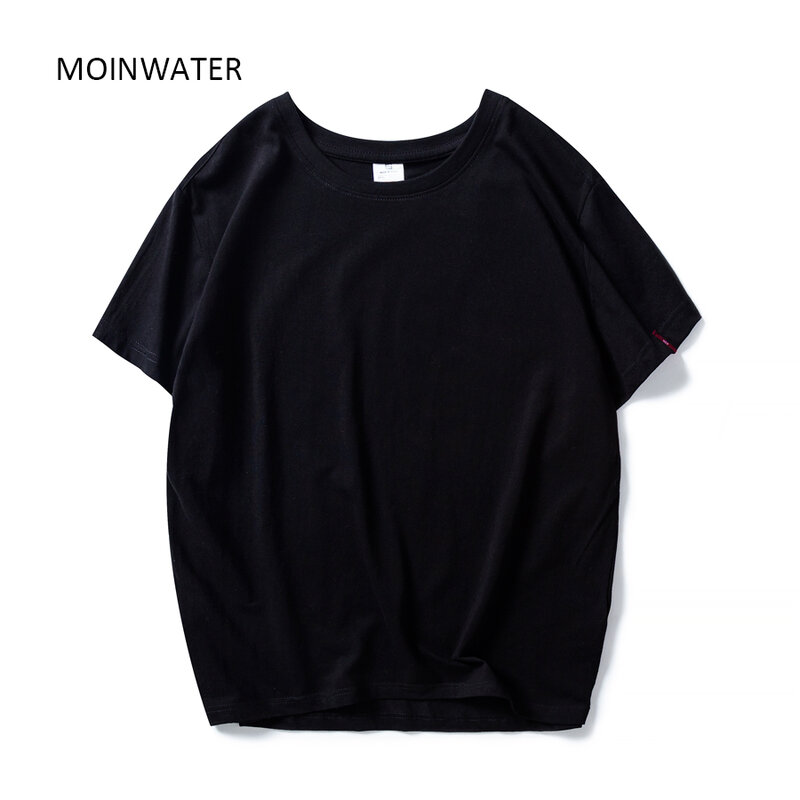 MOINWATER New Women Black White Tshirts Lady Solid Cotton Tees Short Sleeve T shirts Female Summer Tops for Woman  MT1901