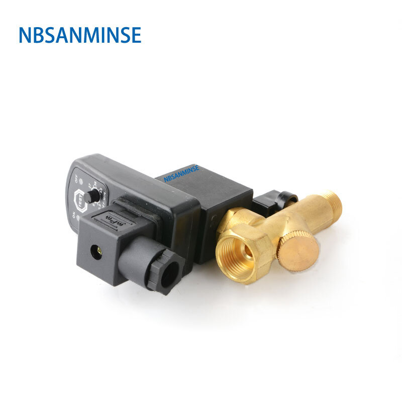 NBSANMINSE-válvula de drenaje electrónica G1/2 1,6 Mpa, válvula solenoide de latón SR-B-15 DC24V AC220V, escurridor de compresor de aire