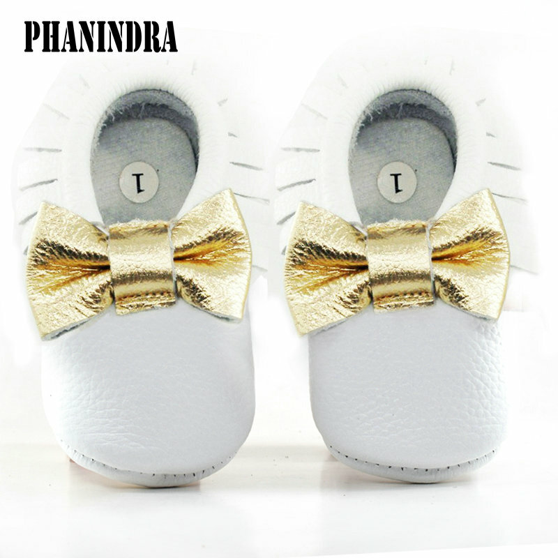 2021 New Genuine Leather Baby moccasins First Walkers Soft gold bow-knot phanindra Baby shoes Toddler Infant Fringe Shoes