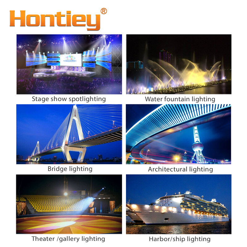 Hontiey, Cuenta de luz LED 60 75 90 150 180 200 250 300 W, Chip blanco especial para arquitectura escénica, proyector de bombilla luminosa