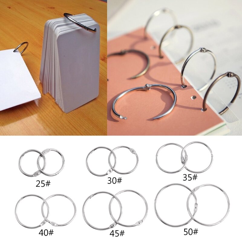 10Pcs/1 Set High Quality Nicked Plated Metal Loose Leaf Book Binder Hoop Ring Multifunctional Keychain Circle DIY Album