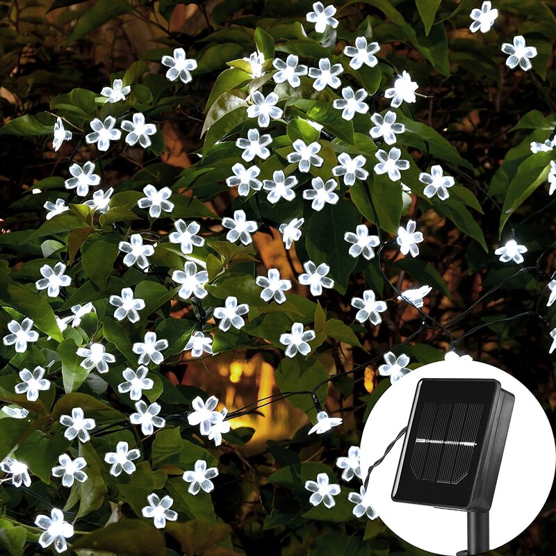 OSIDEN-7M/5M 태양열 크리스마스 라이트, 야외 50LED 8 모드 방수 꽃 정원 꽃 조명 파티 홈 인테리어