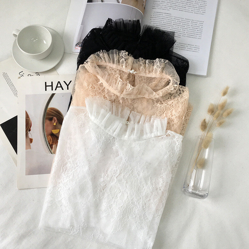 Женская сетчатая блузка, кружевная блузка с расклешенным рукавом, весна-лето, 2019