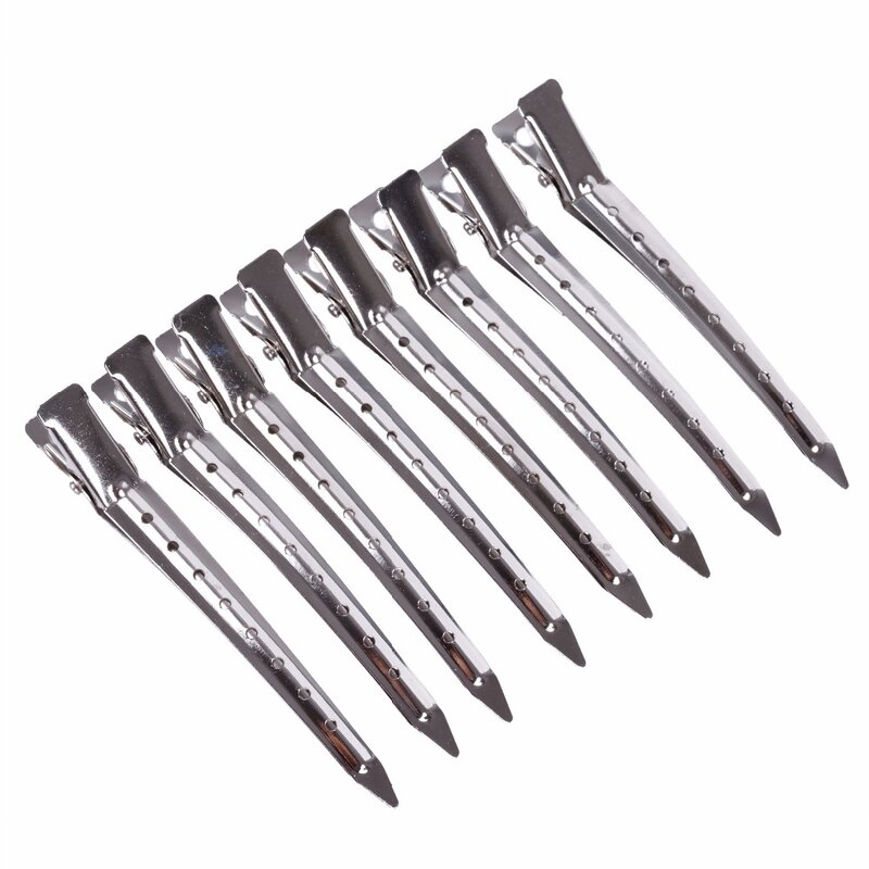 10Pcs 9cm  Hair Extension Section Snap Wig Clips In Stainless Steel Metal