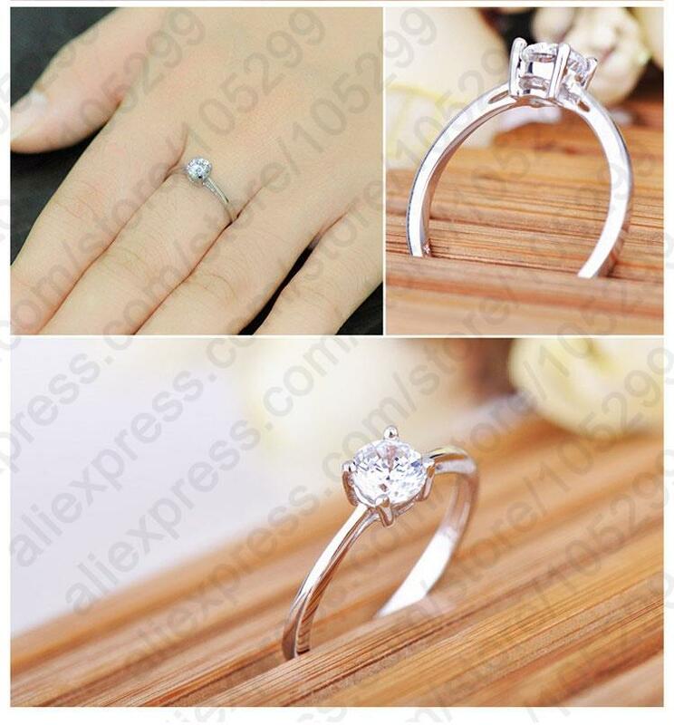 Factory Price 925 Sterling Silver Simple Rings for Women Girls Best Gifts Shiny Clear Zircon CZ Crystal Wedding Jewelry