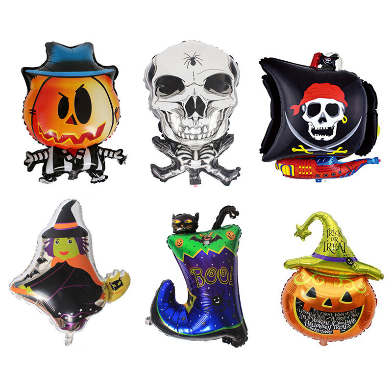 Halloween calabaza bruja pirata globo de aluminio suministros de decoración de fiesta de Halloween 6 estilos