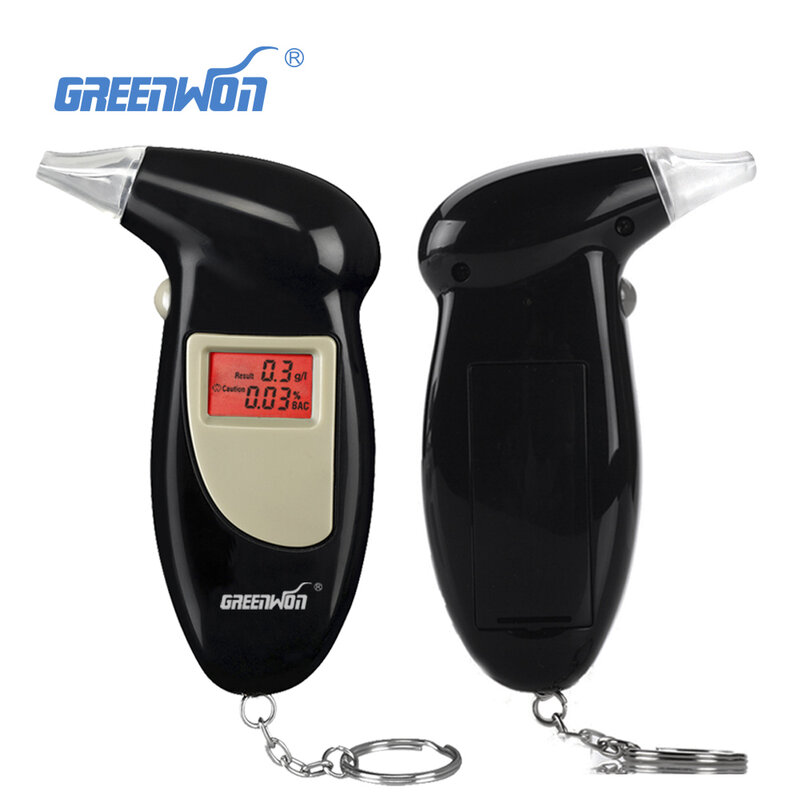 Greenwon-porte-clés numérique 68s | En matériau abs, porte-clés de couleur noire, alcooteuse/testeur d'alcool adapté avec rétro-éclairage rouge, 2019