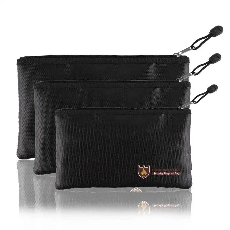 Portable Fireproof & Waterproof Document Envelope File Folder Cash Pouch Fireproof Money Bag Lipo Safe Bag for Home Office S/M/L