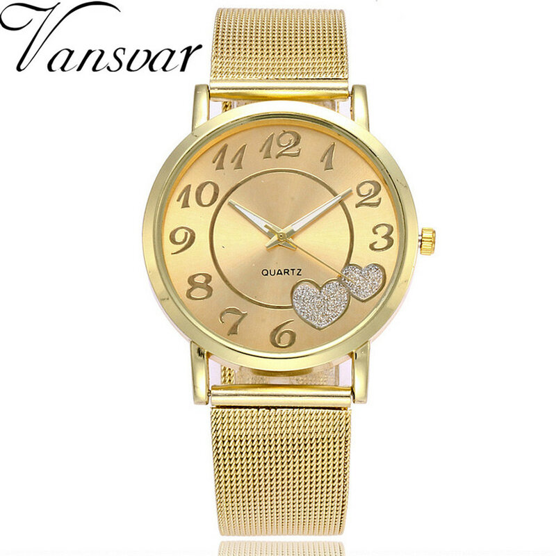 2019 Vansoar moda prosta marka kobiet zegarka ze stali stalowy pasek ze sprzączką panie zegar kwarcowy na rękę zegarki zegarek damski