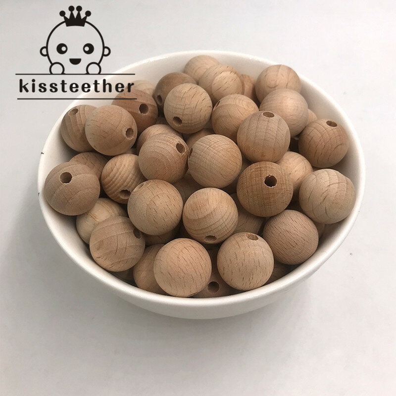 Beech Wooden Chewable 10-20mm Round Beads Ecofriendly   DIY Craft Jewelry Accessories Baby Teether
