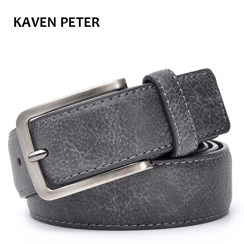 Cinturón de cuero para hombre, cinturón informal elegante para pantalones, Color negro, gris, marrón oscuro y marrón, accesorios para caballeros