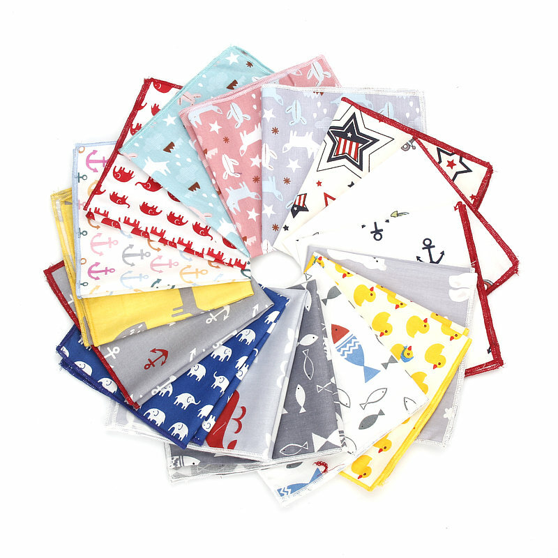 New High Quality Men's 100% Cotton Animals Handkerchief For Man Fish Bear Print Pocket Square Chest Towel SuitS Hankies 25*25cm