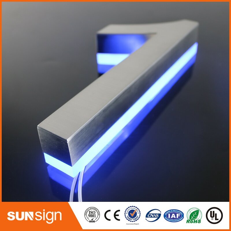 H 15cm hot sell stainless steel 304 4" height size number plate oem service with LED