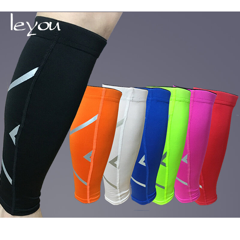 Leyou反射圧縮ため脚ふくらはぎ弾性を実行している足のウォーマーふくらはぎサポート圧縮膝スリーブ