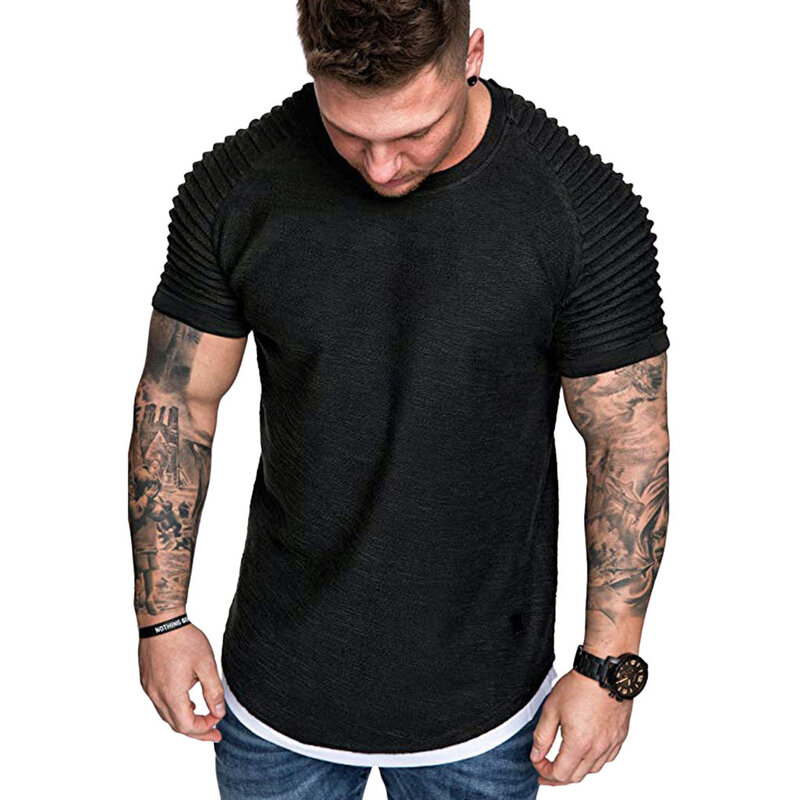T-shirts hommes d'été plis coupe ajustée Raglan à manches courtes motif haut chemisier décontracté hommes mode haute qualité étranger choses