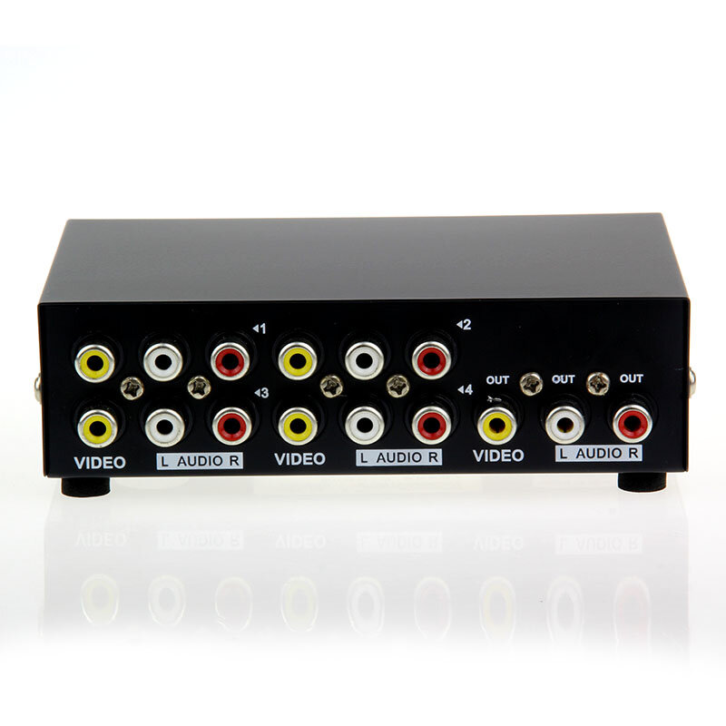 JUXIN AV Switch 4 in 1 RCA Audio Switcher 4 Ports 3RCA audio video Converter Box Selector für HDTV LCD Projektor DVD