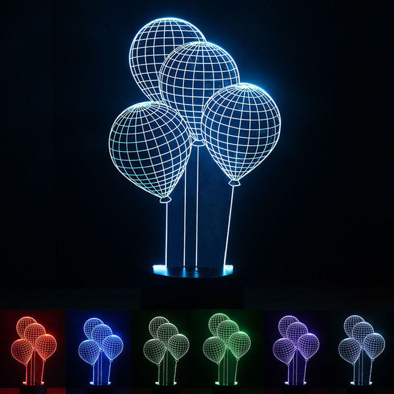 USB Aangedreven Ballon 3D Nachtlampje LED Bureaulamp Novelty Lights Touch Sleutel Decoratie Sfeer Licht Gebruik Thuis Party Holiday
