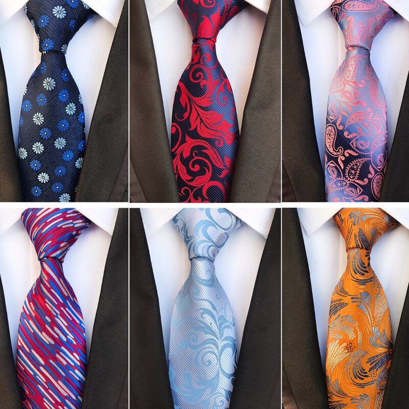 Новые цветочные галстуки RBOCOTT, мужской галстук 8 см, Модный Полосатый и Пейсли шелк-жаккард, тканый галстук, желтый, синий цвет, для свадьбы