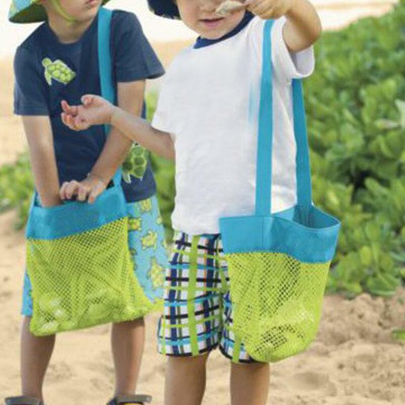 1 قطعة طفل أطفال الرمال بعيدا تحمل ألعاب للشاطئ الحقيبة حمل شبكة كبيرة الأطفال تخزين لعبة جمع الرمال بعيدا الشاطئ شبكة أداة