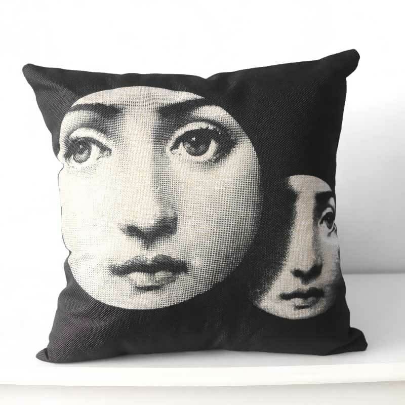 격자 무늬 인쇄 장식 pillowcases 에코-친화적 인 아마 fornasetti 실크 베개 케이스 사랑 베개 커버