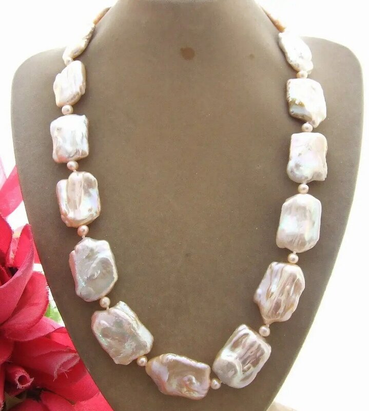 Collar de perlas Rosa Keshi, 15x20mm, irregular, Natural, nuevo diseño, 20 pulgadas