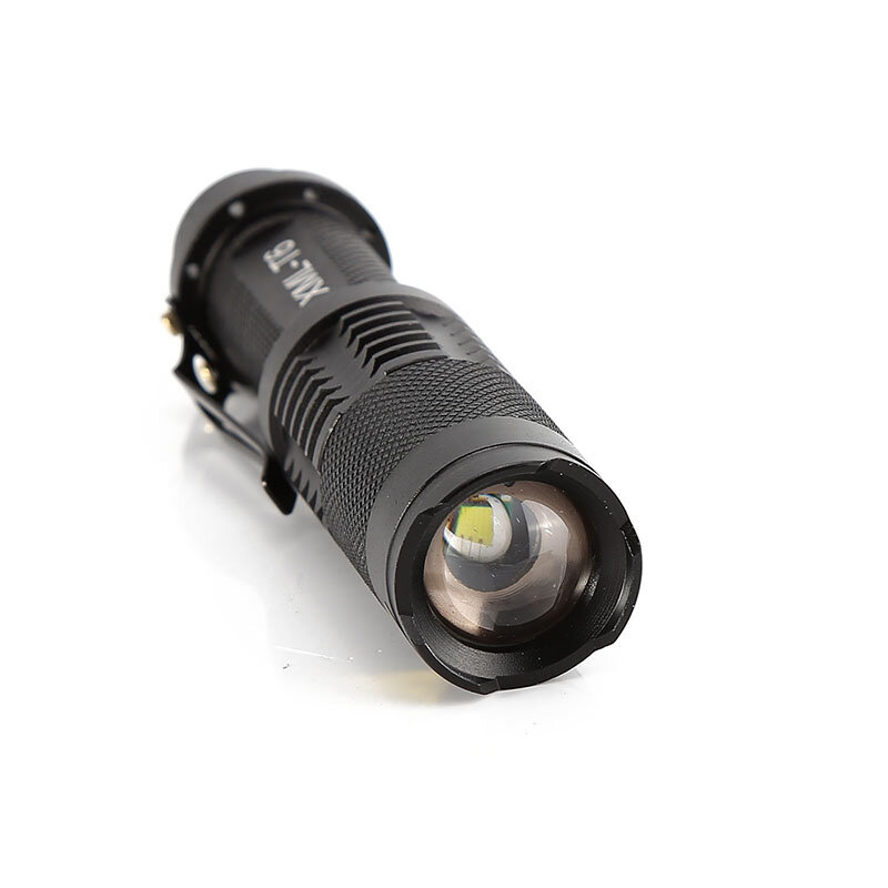 Anjoet mini zoomable 2000lm cree q5 zoom lanterna tática aa bateria ou 14500 bateria mini tocha luz da lâmpada + mini coldre